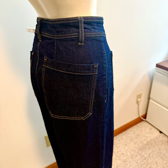Oat NY Dark-wash, High-waisted Wide-Leg Jeans - Picture 9 of 16